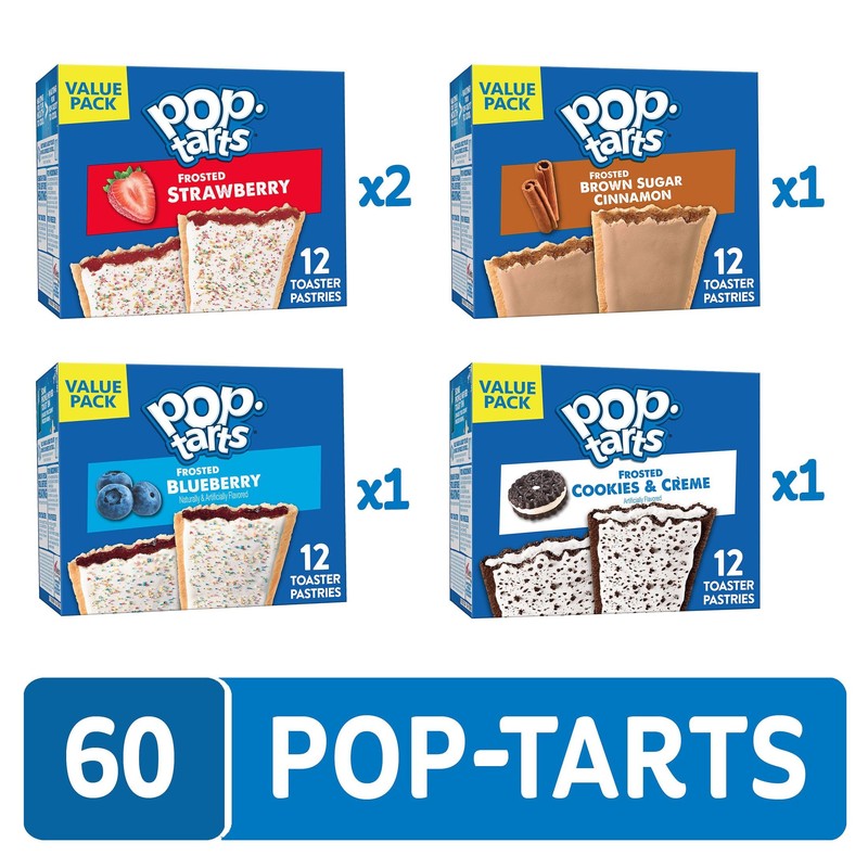 Pop-Tarts Toaster Pastries, Breakfast Foods, Kids Snacks, Variety Pack (60