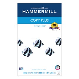 Hammermill 105015 Copy Plus Copy Paper, 92 Brightness, 20lb, 8-1/2 x 14, White, 500 Sheets/Ream