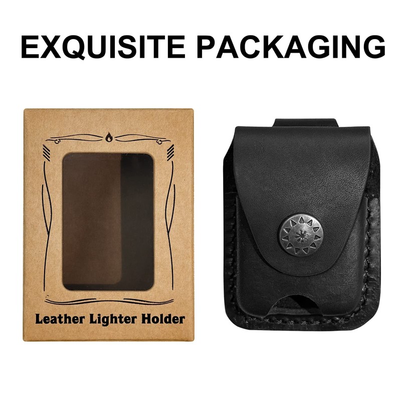 Funda de cuero para encendedor hecha a mano con bolsillo