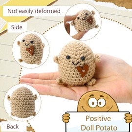 GSrenyu Emotional Support Potato Doll, Cute Mini Plush Toy with Keychain Organza Bag, Worry Doll, Pocket Hug Gift Stress Relief Funny Potato for Kids Adults