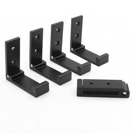 WaaWee 5Pcs Folding Coat Hook, Foldable Wall Hanging Hooks, Aluminium Alloy Folding Clothes Hook, Foldable Aluminum Alloy Single Towel Hook for Bathroom, Bedroom and Fitting Room (Matte Black)