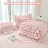 ANGIYUIN 5 Pieces Blush Pink Ruffled Comforter Sets Full Farmhouse