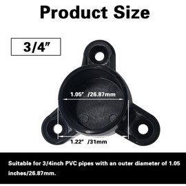 ANPTGHT 3/4" PVC Table Leg Cap Fittings, PVC Furniture Grade Rod Holder Projects for Schedule 40 PVC Pipe, Support Feet for Building Furniture Greenhouse Shed Table, No Screws (Black-Pack of 8)