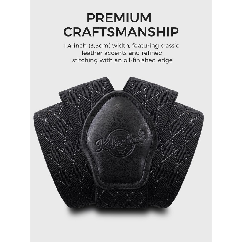 Kohentact Men's Braces with Clip and Button Fastening, Includes 6