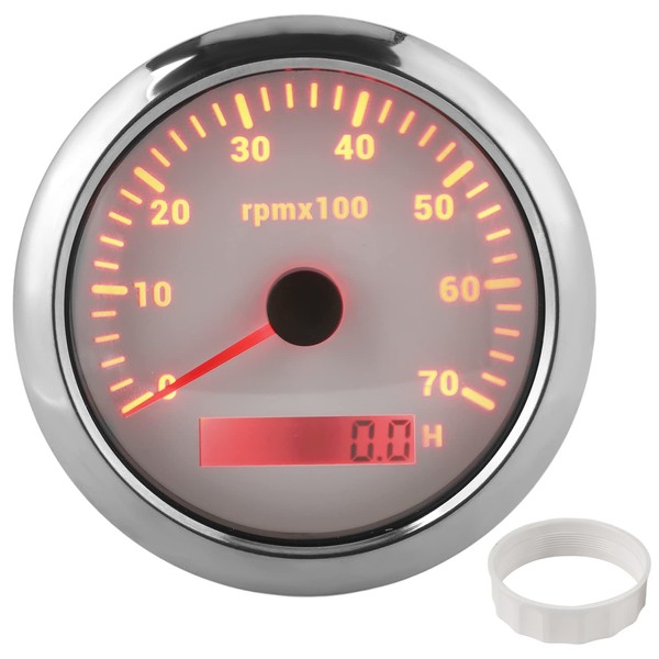 Tachometer Gauge, 9-32V DC 85mm RPM Meter Tachometer 0‑7000rpm Adjustable