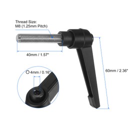 sourcing map 2pcs Clamping Lever Handles, M8 x 40mm 304 Stainless Steel Threaded Male Stud, Adjustable Handles Locking Quick Release Ratchet Push Button Bolt Knobs, Black