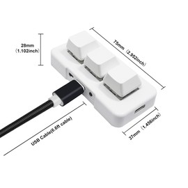 PCsensor 3-Key Mini Keypad 2.4G Wireless USB 2 in 1 Mechanical Gaming Keyboard Hot Key Customized Program with RGB Led for Gaming OSU Office Work