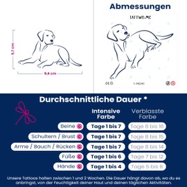 Tattwo.me Temporary Tattoos for Adults and Children 2 Weeks Waterproof - Labrador - Vegetable Ink - EU Cosmetic Certificate - (M0240)