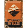 Blechschild 20x30cm gewölbt Auto my garage my rules Deko Geschenk
