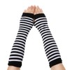 Black White Stripes Knitted Long Gloves Winter Over Elbow Mittens