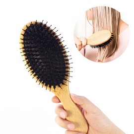 Checkzed 100% Natural Bristle Hair Brush | Eco-Friendly Brush hair for Women, Men & Kids | Massaging, Detangling hair brush for All Hair Types | Enhances Shine,slick back burshes,bamboo hair brush