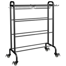 Artibear Basketball Racks Holder for Balls with Wheels, Rolling Metal Sports Equipment Storage Stand Organizer with Baskets and Hooks for Basketballs Footballs Volleyball, Black
