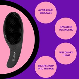 nascita Detangler Wet & Dry Hair Brush without Pulling, for Women, Men and Children, Painless Detangling for All Hair Types, Detangling Brush for Wet and Dry Hair - Hair Brush Black