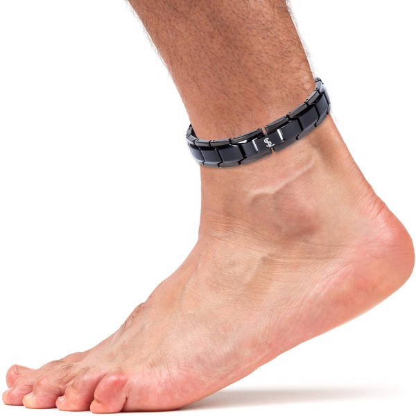 Elegant Titanium Magnetic Therapy Anklet for Men and Women Arthritis Pain Relief & Inflammation Reduction for Feet and Ankle Black