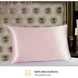 ZIMASILK 100% Pure 22 Momme Mulberry Silk Pillowcase for Hair and Skin - Upgraded Real Grade 6A Silk - Durable, Soft & Anti-Aging (King 20''x36'',Pink)