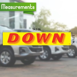 Versa Tags Dealership Stickers 12 Pack of Down Stickers Car Lot Windshield Slogan Decals RV Truck Auto Dealer Window for Down Stickers Red On Yellow