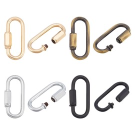 AHANDMAKER 8Pcs Threaded Quick Link, 4 Styles Trailer Safety Chain Hook Carabiner Clip for Pulling and Lifting, Heavy Duty Clips Chain Connector for Camping, Backpack, Pet Chain, Keychain