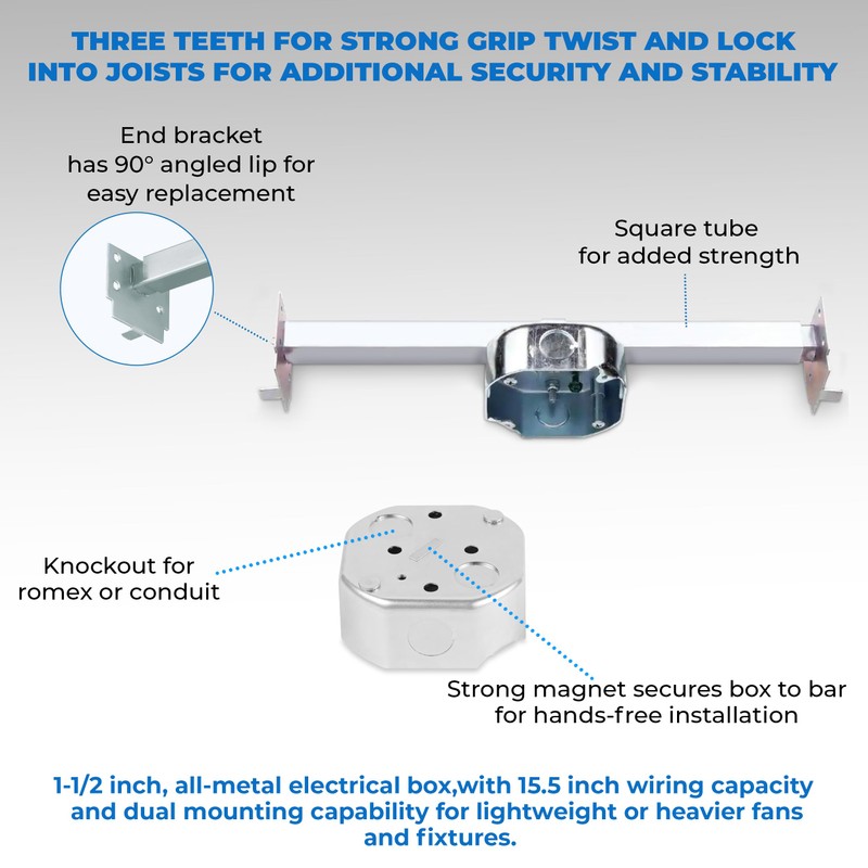 OHLECTRIC Saf-T-Bar for Ceiling Fan and Light Fixture - Ceiling