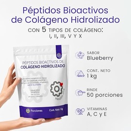 HEALTH-ING Pptidos de Colgeno Hidrolizado Tipo I, II, III, V, X en Polvo  Protena Pura Bovino Marino y Pollo  Sin Gluten Azcar ni Lcteos  Sabor...    