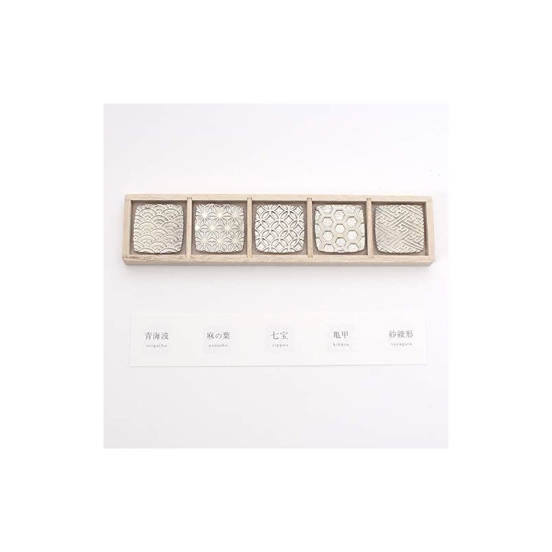 Tin Chopsticks Rest Auspicious Crest Set of 5 in Paulownia