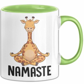 Giraffe Cup Giraffe Head Face Animal Africa Zoo Gift Namaste Yoga (Green)