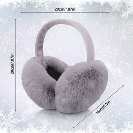 SATINIOR 2 Pieces Ear Muffs for Winter Women Fuzzy Faux Fur Ear Warmers Ear Cover Cute Foldable Outdoor Ear Warmers(Pink, Gray)