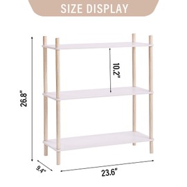 LITA Modern Wood Side Table, 23.6" Accent End Table Plant Night Stand with Magazine Storage for Bedroom, Living Room, Bathroom, White, 3- Tier