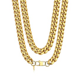 Bandmax Long Gold Cuban Link Chain 30 Inch 14MM Wide Chunky Heavy Gold Curb Chain Necklace Miami Chain Cable Chain 80s 90s Biker Rapper Rock Hip Hop Costume Jewelry