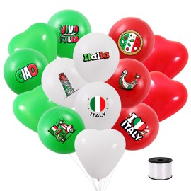 96pcs Italian Balloons, Htabiol Italy Balloons, Italian Party Decorations for Pizza Themed Birthday, Italy Party Decorations, Fit for Italia Birthday Decor, Italia Classroom Decor, Pasta Night
