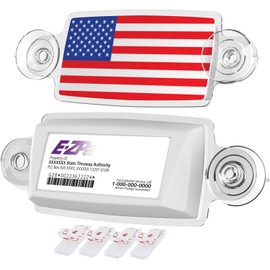 EZ Pass Holder/Toll Pass Holder for Most US States/Toll Pass Windshield Mount/Easy to Install and Remove/with 4pcs Toll Pass Mounting Strips/UV-Protective (US Flag)