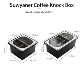 Coffee Knock Box, Stainless Steel Dump Bin Espresso Knock Box for Coffee Grounds with Removable Non-Slip Base Shock-Absorbent for Knocking Portafilter Filter Grinds (S)