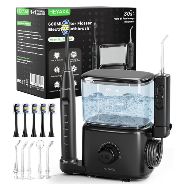 Professional Water Flosser & Electric Toothbrush Combo, 600ML Home Use
