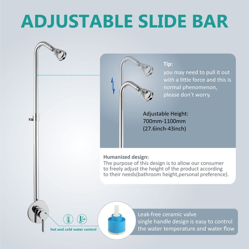 Aolemi Outdoor Shower Kit Fixtures System Faucet Single Handle with