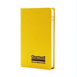 Exacompta - Ref 2426Z - Chartwell Casebound Level Survey Book - 192 x 120mm in Size, Excellent Strength When Wet, Ideal for Use Outside, Pre-Printed Pages, Yellow