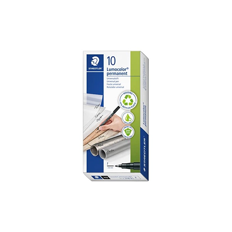 Staedtler 318-9 Rotuladores permanentes de punta fina Lumocolor, caja con