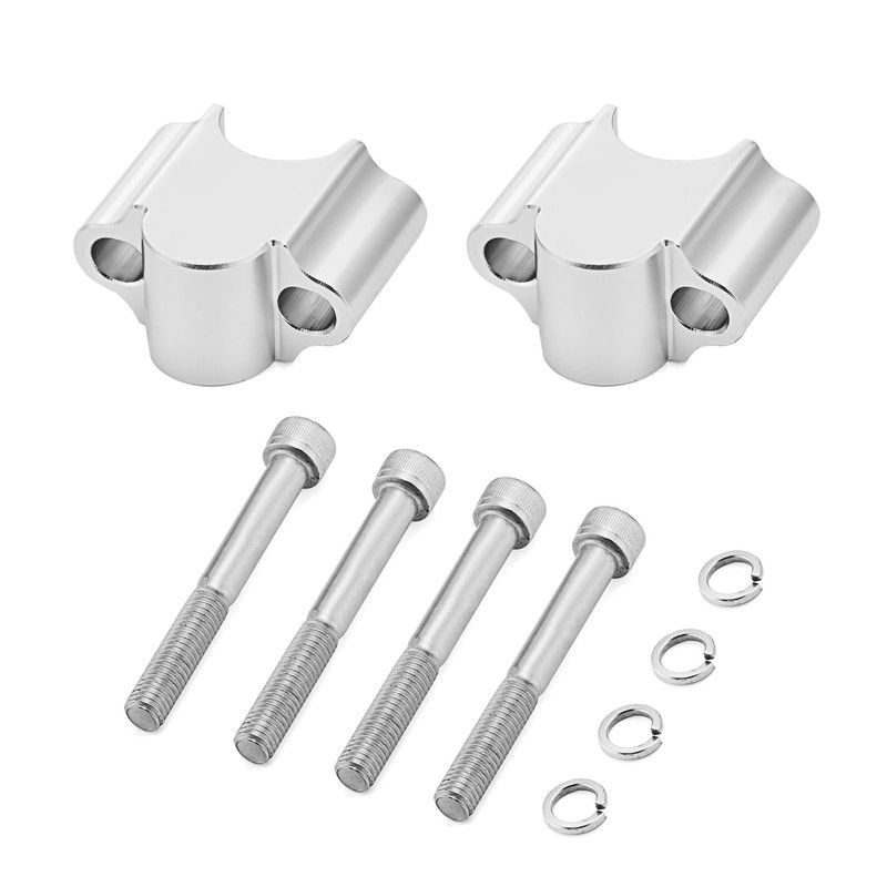 Wsays 7/8" Handlebar Risers 30mm Height Mount Clamp Kit Silver
