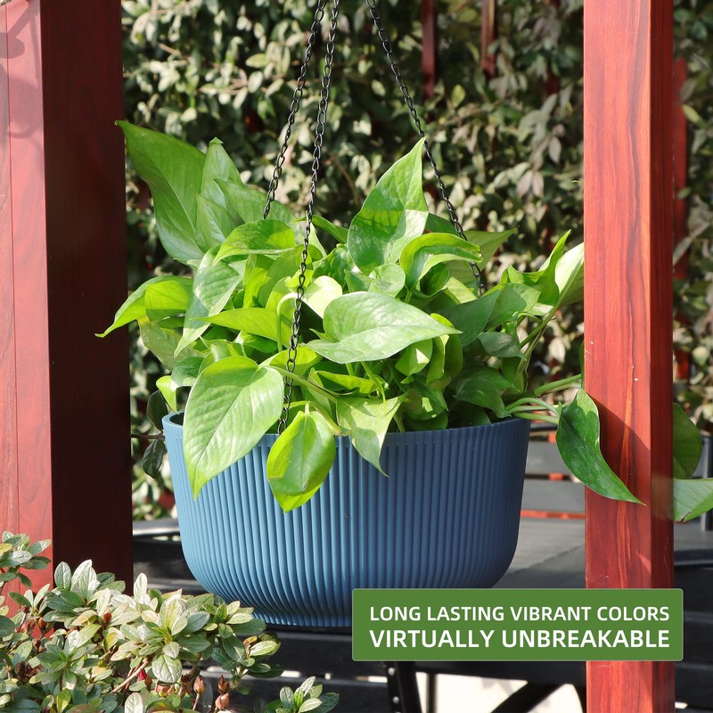 Dexceder 11.2 Inch Self Watering Hanging Planters Indoor Outdoor, Thickened