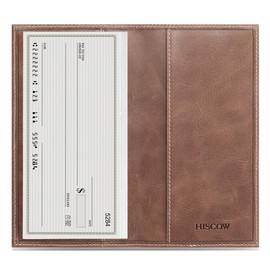 HISCOW Minimalist Checkbook Cover - Full Grain Leather (Vintage Coffee)