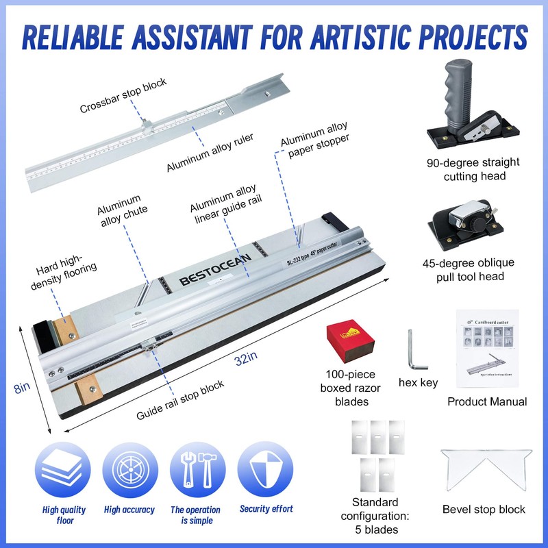 32in Mat Cutter for Framing,High Precision Mat Board Cutter,45 and