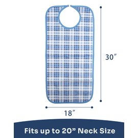 Adult Bibs, 3-Pack Washable Waterproof Clothing Protector for Men, Women, Elderly Seniors - Reusable Large Feeding Bibs, Blue