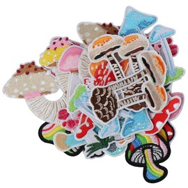 YYlingx 20 Pieces Mushroom Iron on Patches Mini Wild Mushroom Shape Series Embroidered Patches Fabric Sewing Craft Applique Clothing Decoration for Jeans Dress Backpack Craft