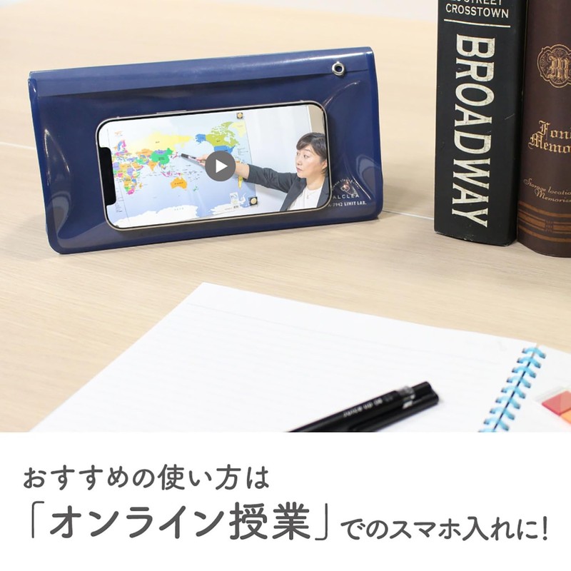 LIHIT LAB A7942-24 Anti-Bacterial PVC Triangle Pen Case, Transparent, Large