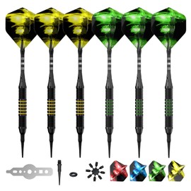 Wefely Darts Professional Pro Metal Plastic Darts' Soft Tips 6 Pcs 18 Gram Darts Set for Electronic Dartboard