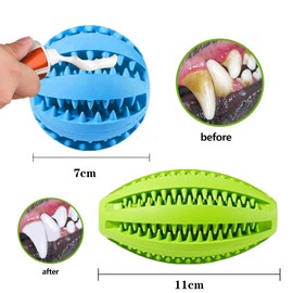 CEASELESLY Pack of 2 Interactive Treat Dispenser, Dog Balls with Dental Care, Snack Ball and Snack Rugby, Snack Ball Dog Made of 100% Natural Rubber for Dogs, Boredom, Teeth Cleaning, IQ Training