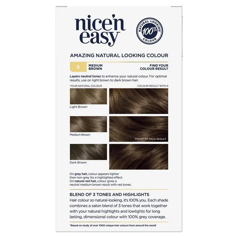 Clairol Nice 'N Easy 5 Natural Medium Brown Permanent Hair