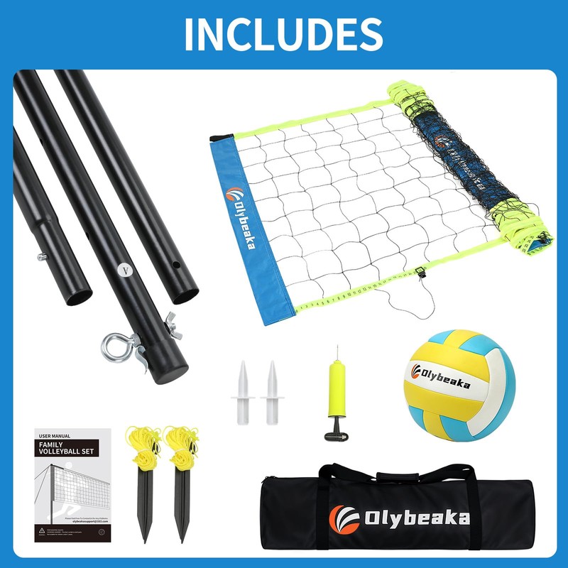 20FT Outdoor Volleyball Net Set System for Backyard Beach with
