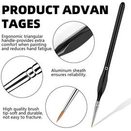 LAINIKE Fine Detail Brush Set, Paint by Numbers Brush, Model Building Detail Brush, Fine Brush, Miniature, Artist Brush, for Nail Art, Acrylic, Watercolour, Oil Painting, Line Painting