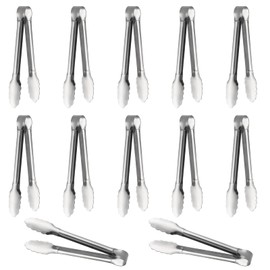 Serving Tongs,Buffet Tongs, ACAUTO Stainless Steel Food Tong Serving Tong Small Serving Tongs Stainless Steel Mini Appetizer Tongs, Set of 6 (5 Inch(12 Pack))