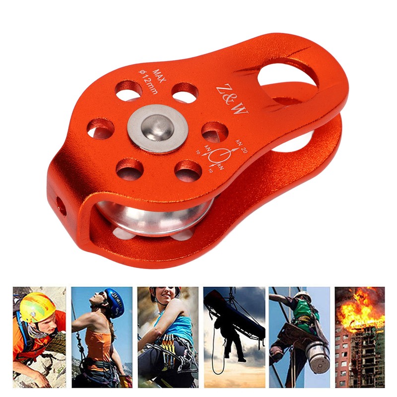 Rock Climbing Pulley Fixed Sideplate Single Sheave Pulley Orange Lift