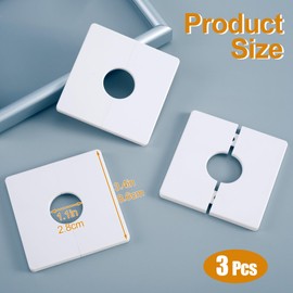 Joez Wonderful 3pcs Split Flange Toilet Pipe Flange Cover 28mm/1.1inch, Plumbing Cover Plates Self Adhesive Wall Split Flange Escutcheon Plates, White ABS Kitchen Water Pipe Cover